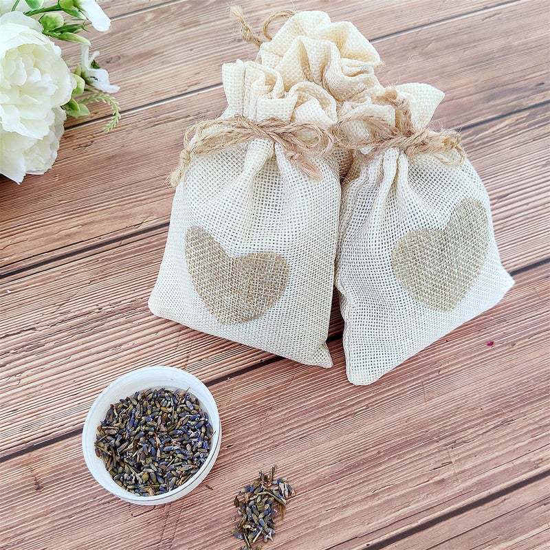 SumDirect Heart Burlap Bags with Drawstring - 36Pcs 4x6 Inch Beige Small Linen Gift Pouch for Weddingï¼ŒBaby shower Favor Gift Bags - Image 5