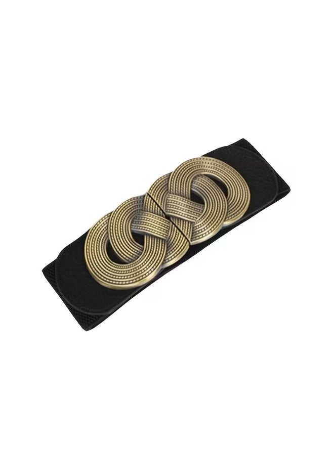 Goolsky 1pc Women's Bohemian Elastic Stretch Waist Belt - Geometric Buckle Decorative Accessory with Golden-Tone Patterns, Dark Blue Textured Design for Parties & Festivals, Middle Eastern-Inspired Fashion Belt, Stylish Waist Cincher | Bohemian Style Belt | Middle Eastern Fashion, Waist Jewelry - Image 5