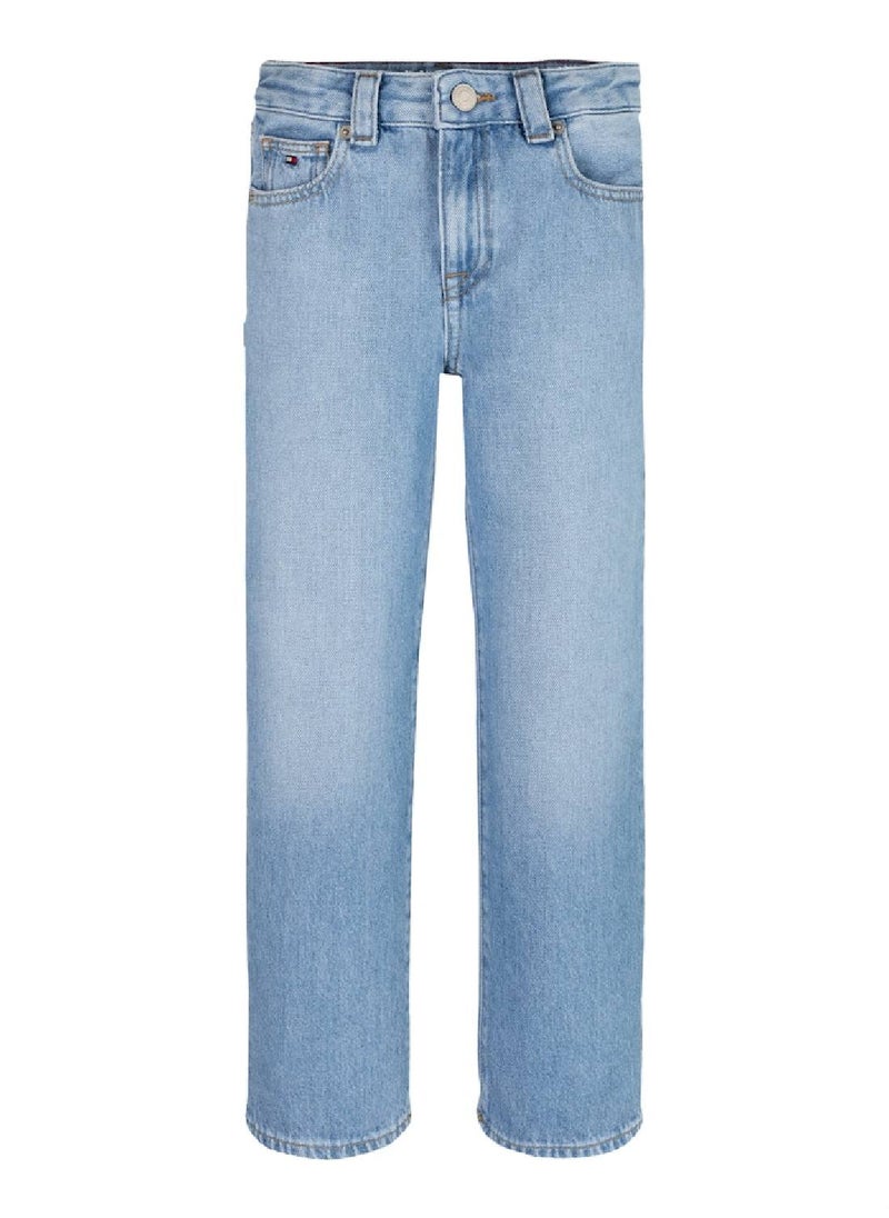 TOMMY HILFIGER - Girls' Authentic Loose Jeans - Cotton, Blue - Image 1