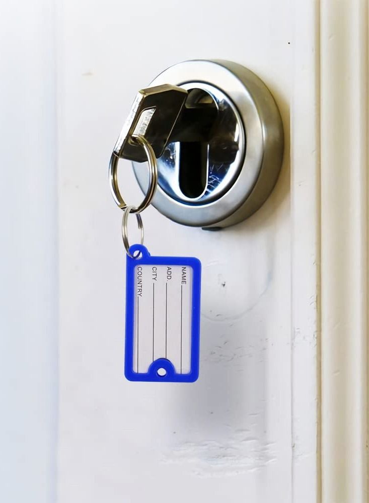 SYOSI 150 Pieces Plastic Key Tags with Labels, SYOSI Key Ring Tags Name Label Tags, Key Tags with Label Window for Home, Travel, Office, 6 Colors - Image 4