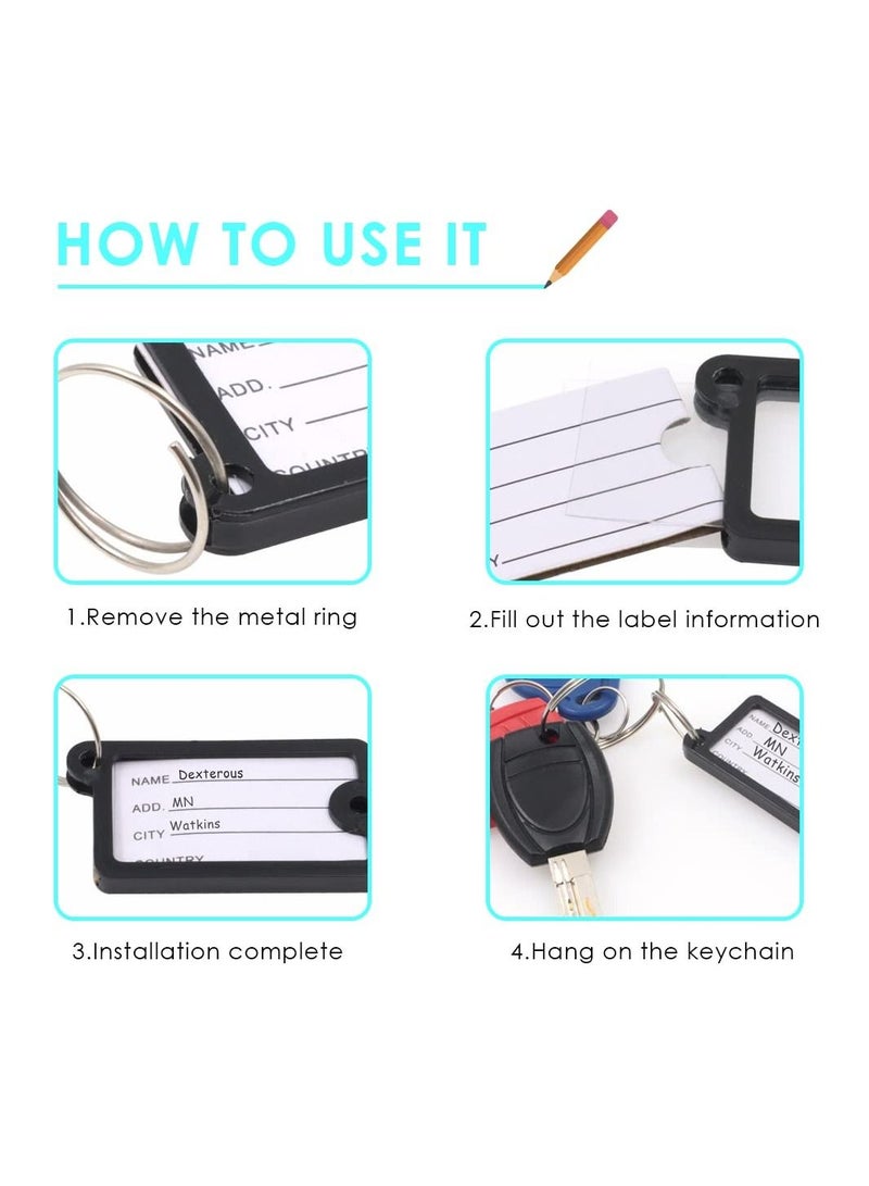 SYOSI 150 Pieces Plastic Key Tags with Labels, SYOSI Key Ring Tags Name Label Tags, Key Tags with Label Window for Home, Travel, Office, 6 Colors - Image 3