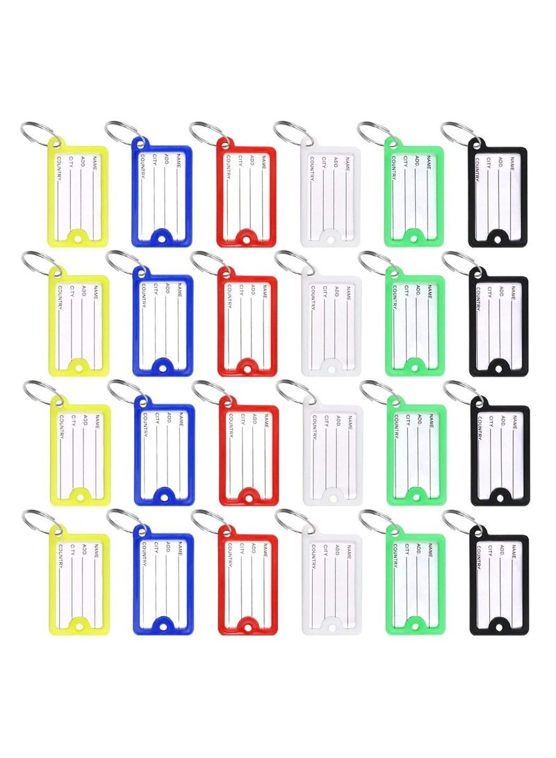 SYOSI 150 Pieces Plastic Key Tags with Labels, SYOSI Key Ring Tags Name Label Tags, Key Tags with Label Window for Home, Travel, Office, 6 Colors - Image 1