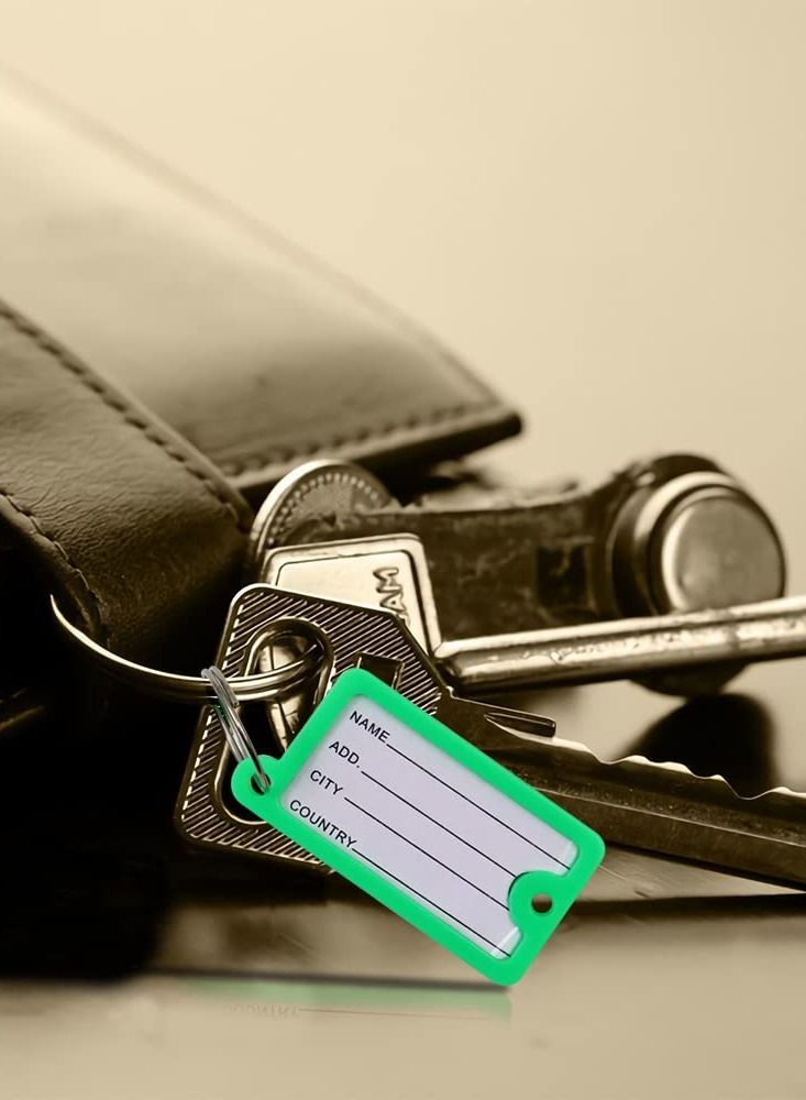 SYOSI 150 Pieces Plastic Key Tags with Labels, SYOSI Key Ring Tags Name Label Tags, Key Tags with Label Window for Home, Travel, Office, 6 Colors - Image 5
