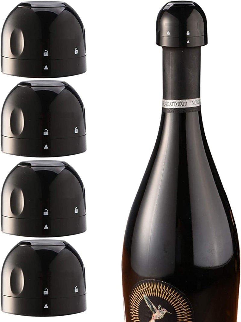 TURBID Champagne Stopper - Leakproof Silicone Corks for Sparkling Wine, Cava, Prosecco - Essential Bar Accessories - Durable and Easy Storage Wine Opener Included (Champagne, Set of 4) - Image 1
