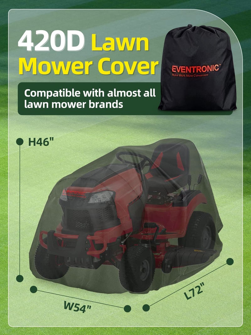 EVENTRONIC Riding Lawn Mower Cover, Eventronic 54“ Riding Lawn Tractor Cover Waterproof Heavy Duty Durable (420D-polyester oxford) - Image 2