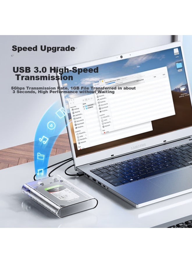 Orico 3.5-inch External Hard Drive Enclosure, Usb 3.0 Sata Interface, For Laptop And Desktop, Compatible With Ssd And Hdd, Transparent 3139u3 - Image 1