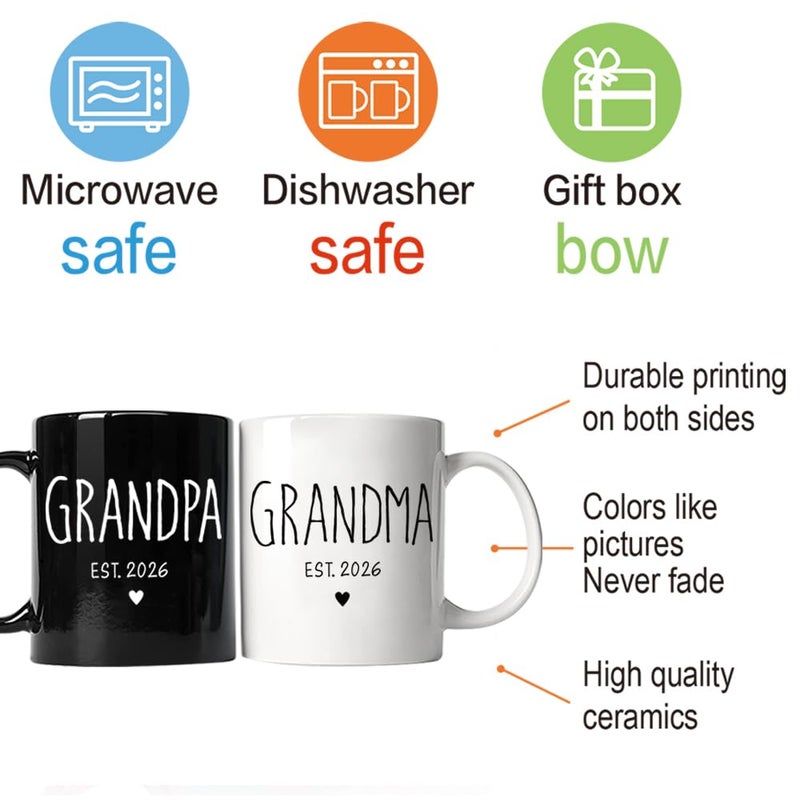 FALJIOK New Grandparents Coffee Mug Gifts First Time 2026, Promoted to Grandparents Grandma & Grandpa 2026 Mugs, Pregnancy Announcement Gifts for Grandfather Grandmother, Baby Announcement Gift - Image 3
