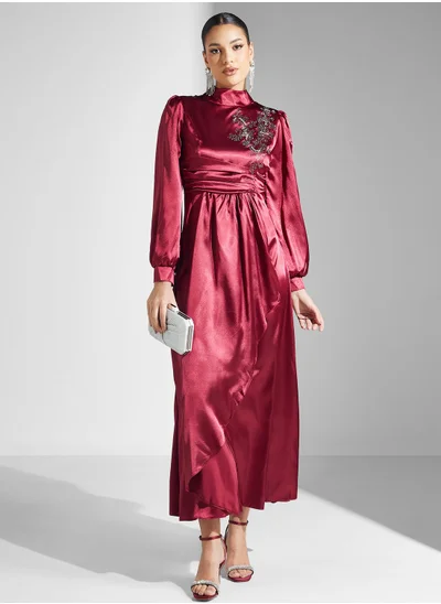 Khizana Embroidered Detail Shimmer Dress