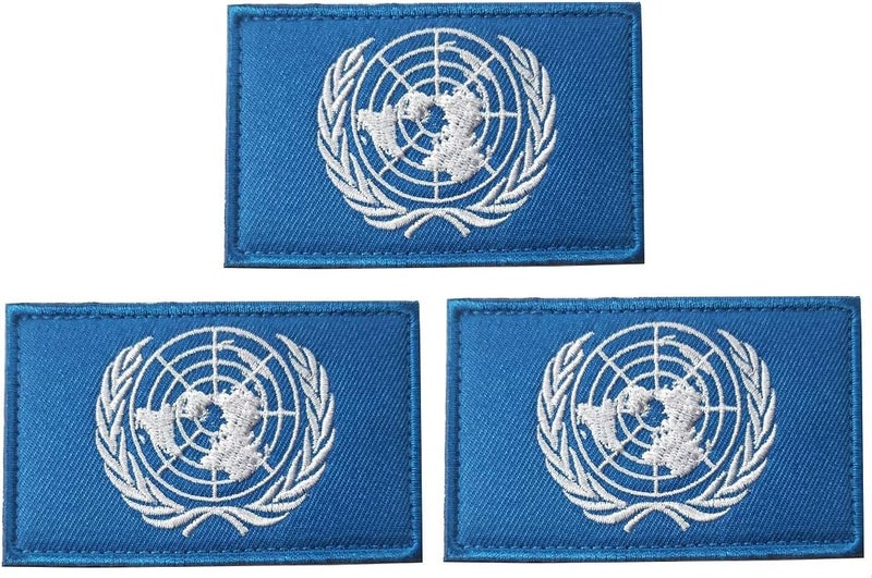 JAVD 3Pack UN Flag United Nations Embroidery Patch for Hats, Tactical Bags, Jackets, Clothes - Team Military Patch - Image 1