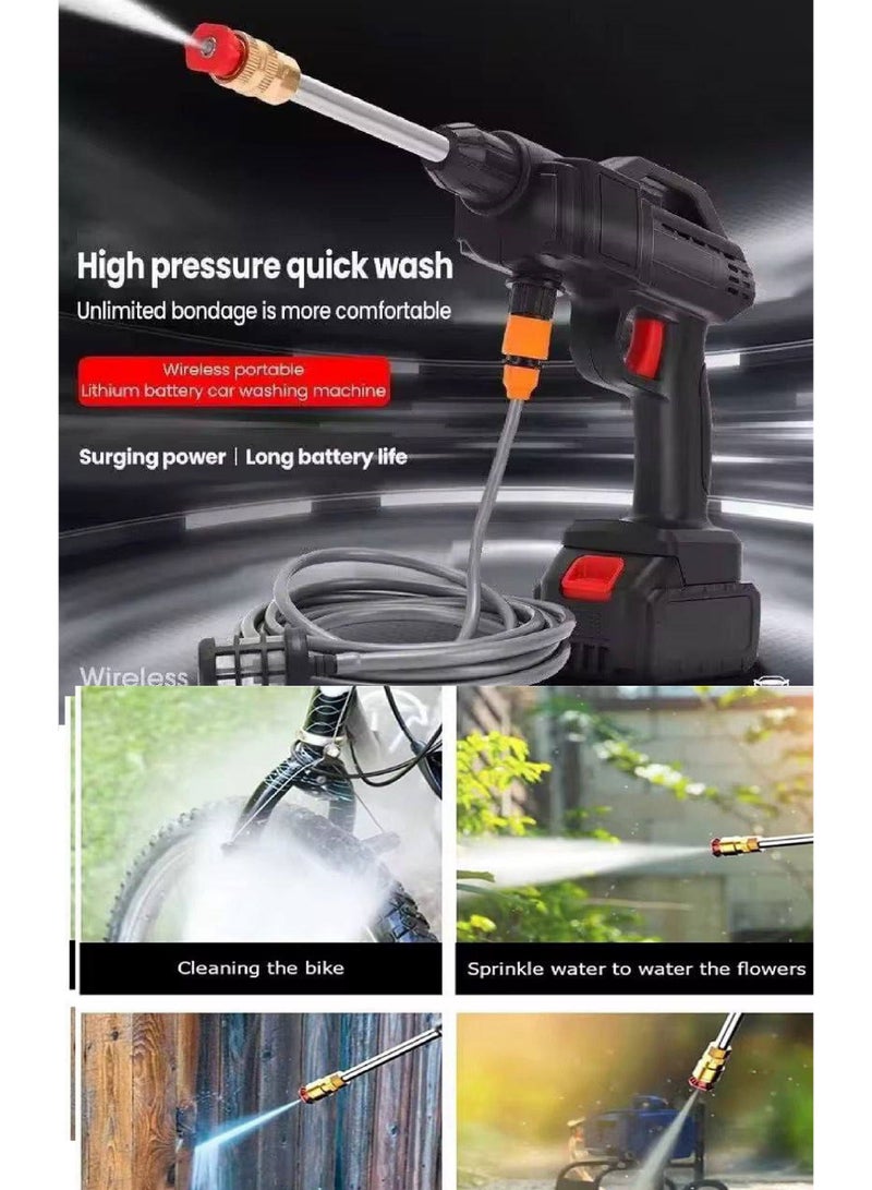 Rechargeable Cordless Water Pressure Gun With 2 Batteries For Washing Cars, Bicycles, Windows, And Gardens. - Image 1