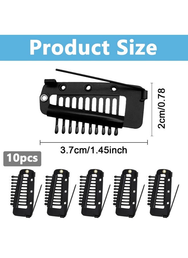 maycreate - ® 10Pcs Chunni Clips With Safety Pins Snapon Dupatta Pin Hijab Pins Stainless Steel Wig Clips For Headscarf Or Hair Extensions Black - Image 1