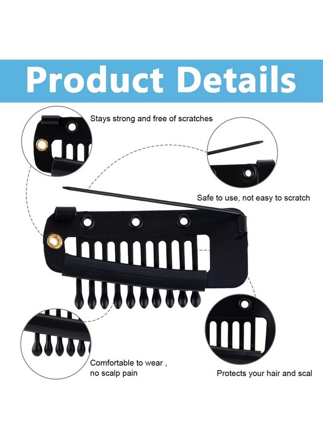 maycreate - ® 10Pcs Chunni Clips With Safety Pins Snapon Dupatta Pin Hijab Pins Stainless Steel Wig Clips For Headscarf Or Hair Extensions Black - Image 1