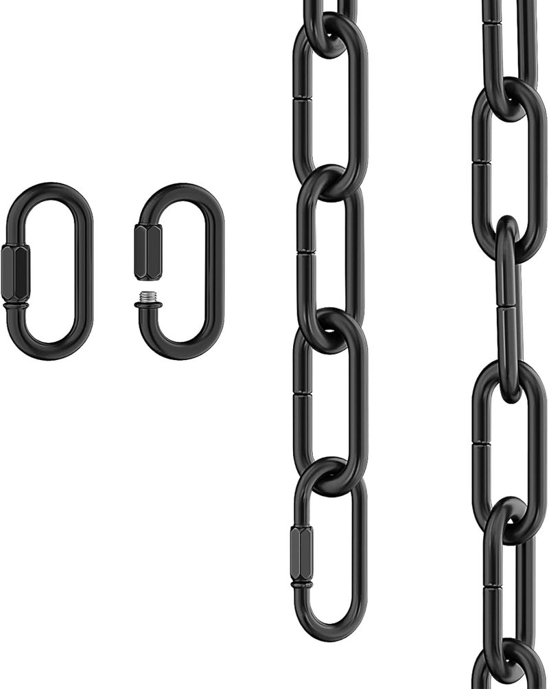 garini 6 Feet Industrial Black Light Fixture Chain, Adjustable Metal Pendant Chandelier Chain Extension with Detachable Link, Maximum Load is 66 Pounds - Image 1