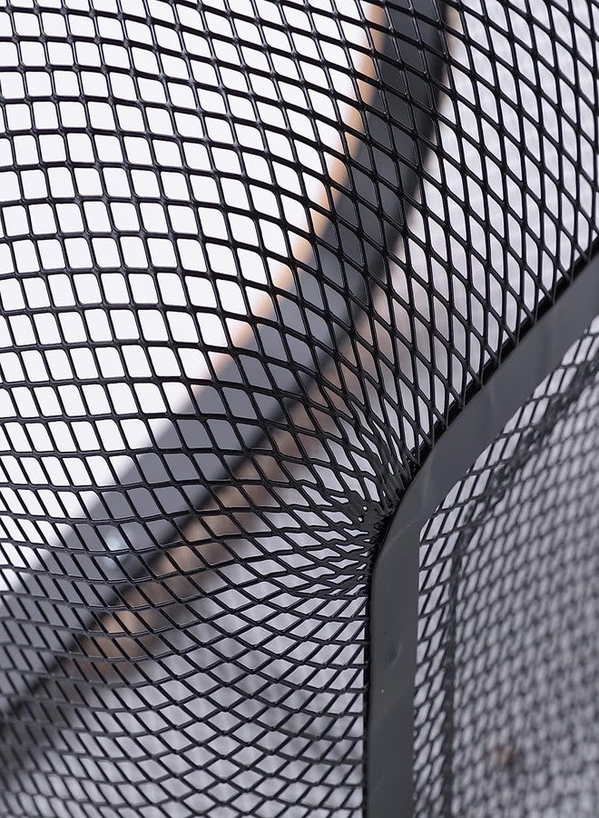 Medigo Metal Mesh Storage Basket with Wooden Handle | Ideal for Storage, Shopping, Picnics and More (Black) - Image 4