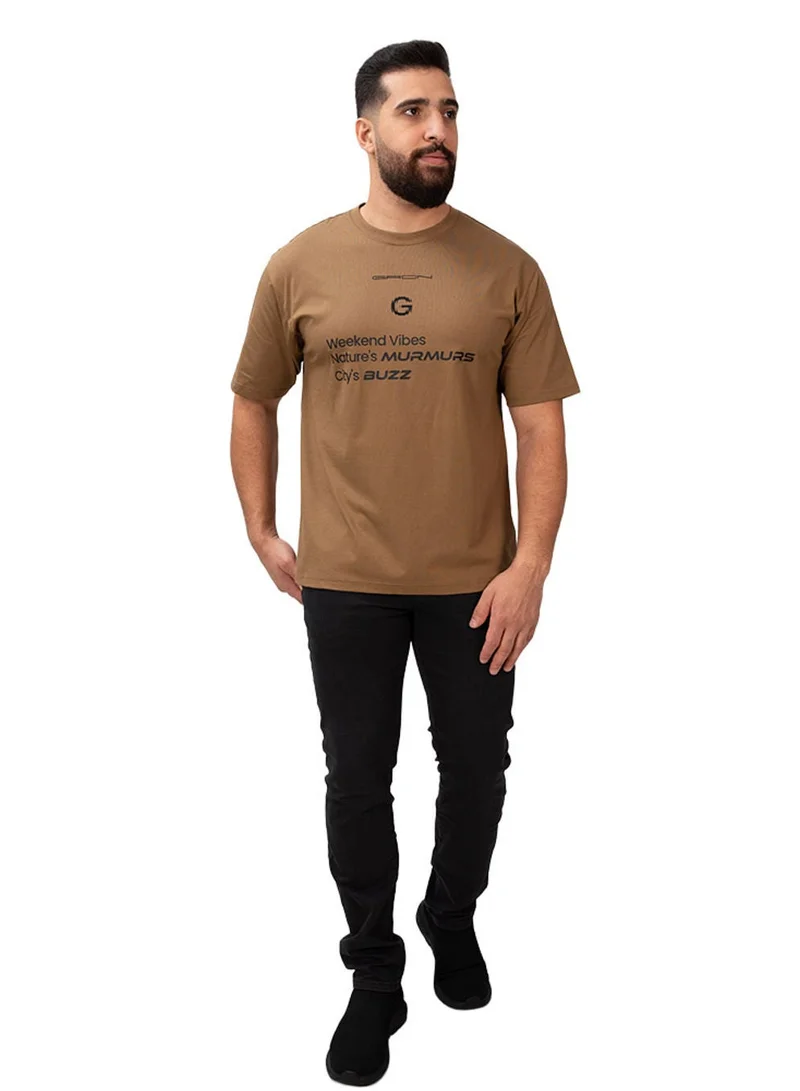 GIORDANO  Men's Relaxed Fit Printed Crew Neck Cotton Tee for Men | Best Price UAE