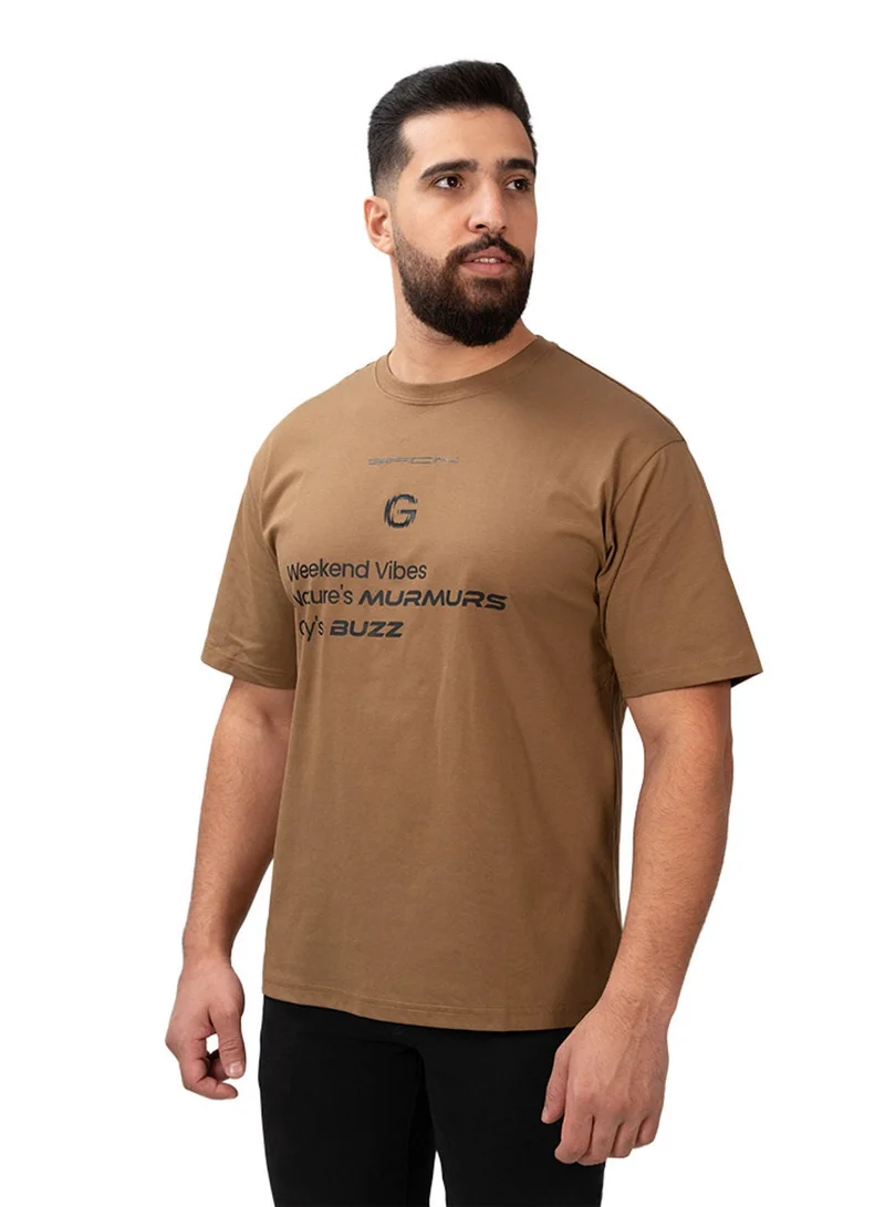 Men's Relaxed Fit Printed Crew Neck Cotton Tee