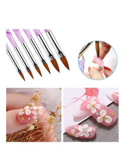 Excefore 2Pcs Nail Art Dappen Dish with 6Pcs Acrylic Nail Brush Set, Acrylic Liquid Powder Styling Tool, Mini Glass Nail Cup with Lid Glass Crystal Bowl Acrylic UV Gel DIY Brush Nail Crystal Cup Set  - Image 2