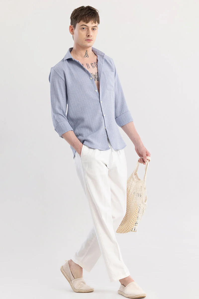 SNITCH Light Blue Stripes Slim Fit Shirt