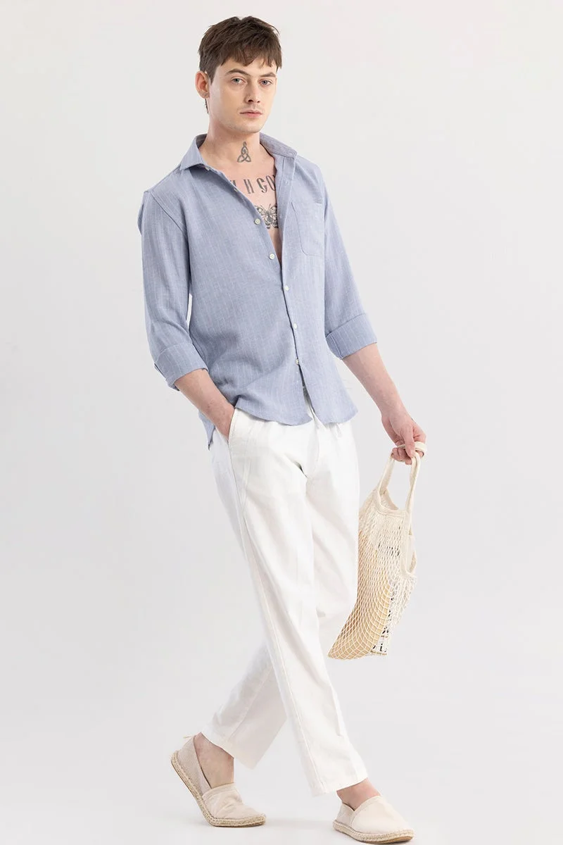 SNITCH Light Blue Stripes Slim Fit Shirt