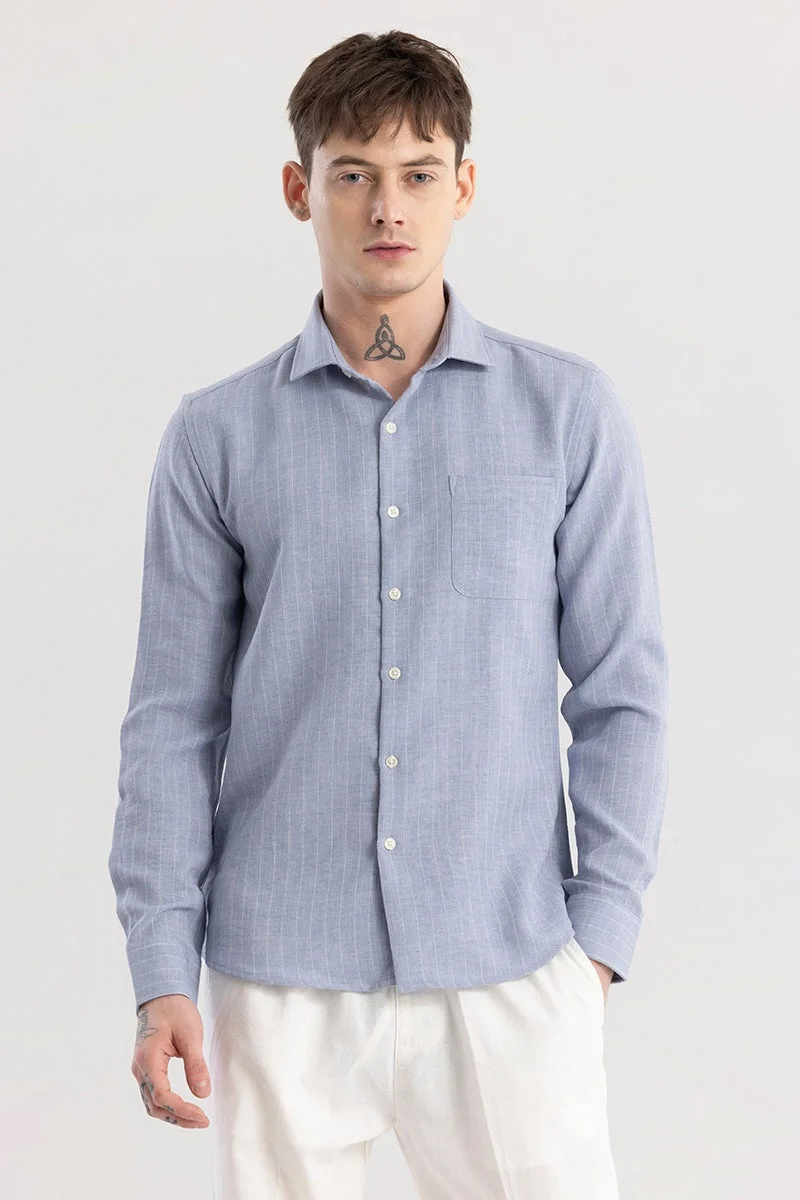 SNITCH Light Blue Stripes Slim Fit Shirt