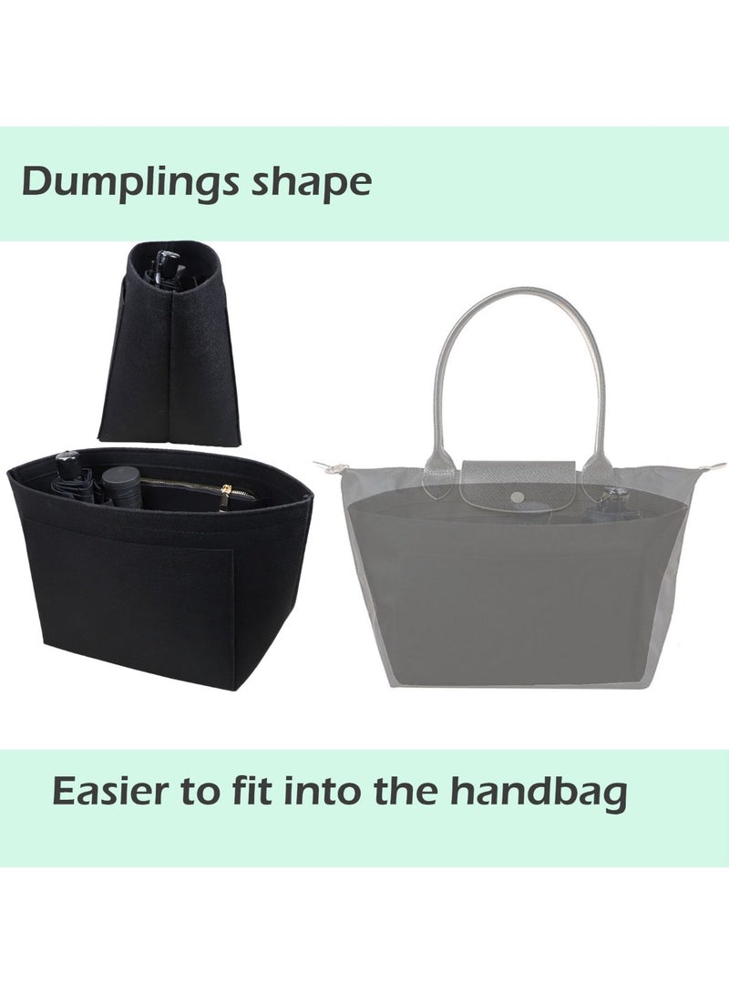 Chielor Purse Organizer Insert for Longchamp Le Pliage, Premium Felt Long Champ Bag Handbag Women, Tote Organizer Insert with 9 Compartments - Image 2