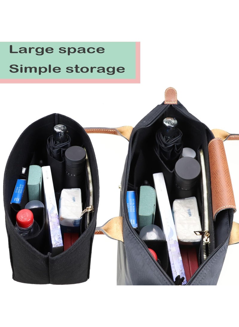 Chielor Purse Organizer Insert for Longchamp Le Pliage, Premium Felt Long Champ Bag Handbag Women, Tote Organizer Insert with 9 Compartments - Image 3