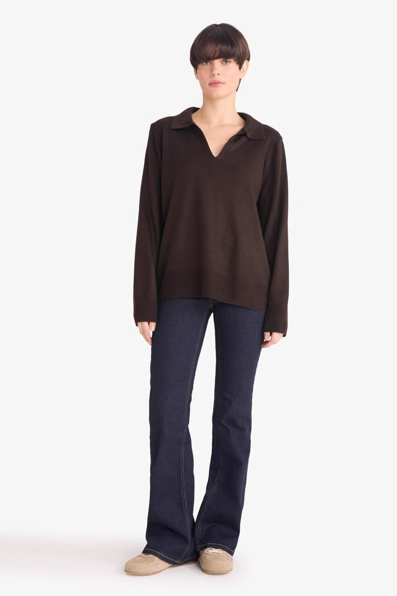 ديفاكتو Regular Fit Polo Collar Knit Pullover