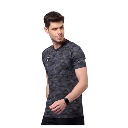 DOMIN8 Men's Camouflage Black Sports Regular T-Shirt - Image 1