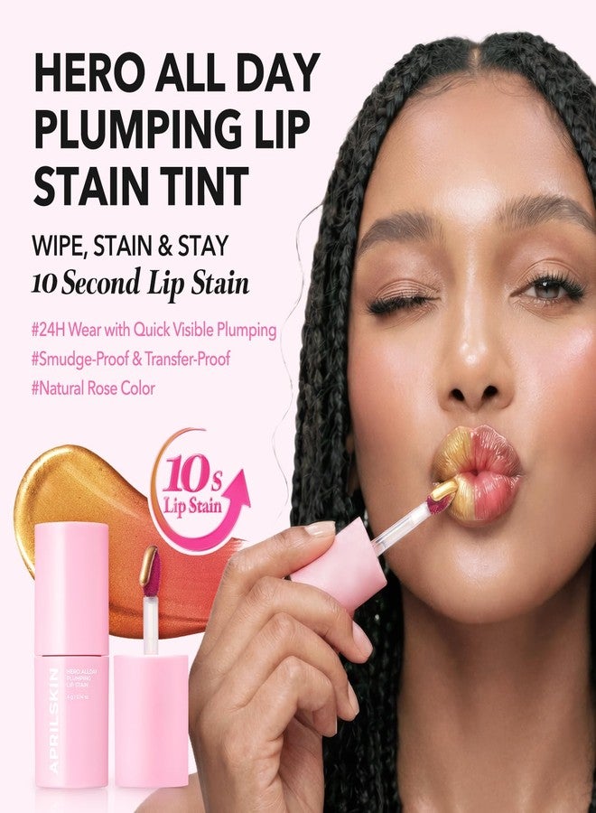 APRILSKIN Hero All Day Plumping Lip Stain | 24H Long-Lasting | Quick Visible Plumping for Fuller-Looking Lips | Smudge-Proof & Transfer Proof Wipe-Off Tint | Natural Rose | 0.14oz - Image 2