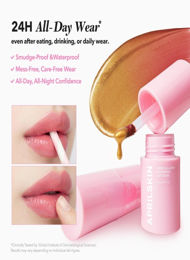 APRILSKIN Hero All Day Plumping Lip Stain | 24H Long-Lasting | Quick Visible Plumping for Fuller-Looking Lips | Smudge-Proof & Transfer Proof Wipe-Off Tint | Natural Rose | 0.14oz - Image 3