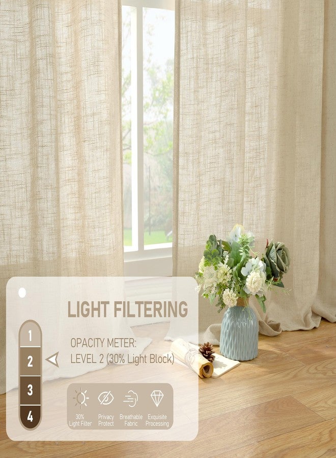 LAMIT Light Filtering Linen Curtains 84 inches Long for Bedroom, Faux Linen Textured Semi Sheer Back Tab and Rod Pocket Burlap Boho Modern Drapes for Living Room/Farmhouse, 2 Panels, 38 x 84 Inch - Image 4
