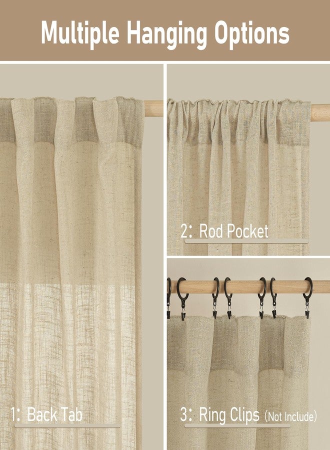 LAMIT Light Filtering Linen Curtains 84 inches Long for Bedroom, Faux Linen Textured Semi Sheer Back Tab and Rod Pocket Burlap Boho Modern Drapes for Living Room/Farmhouse, 2 Panels, 38 x 84 Inch - Image 3