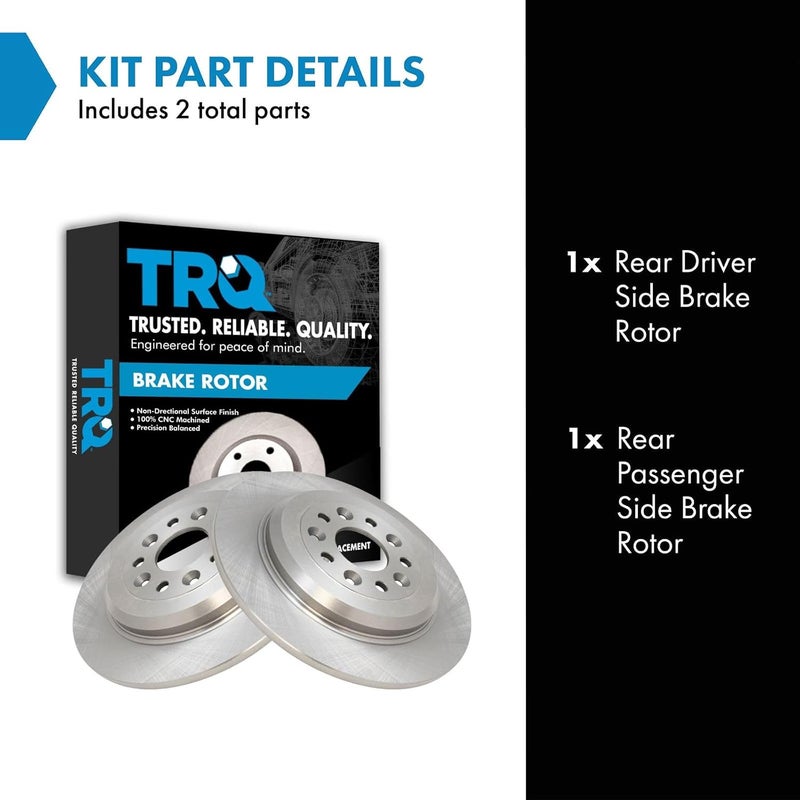 TRQ Rear Disc Brake Rotor Pair Set for Edge/Explorer/Five Hundred/Flex/Freestyle/MKS/MKT/MKX/Montego/Sable/Taurus/Taurus X - Image 2