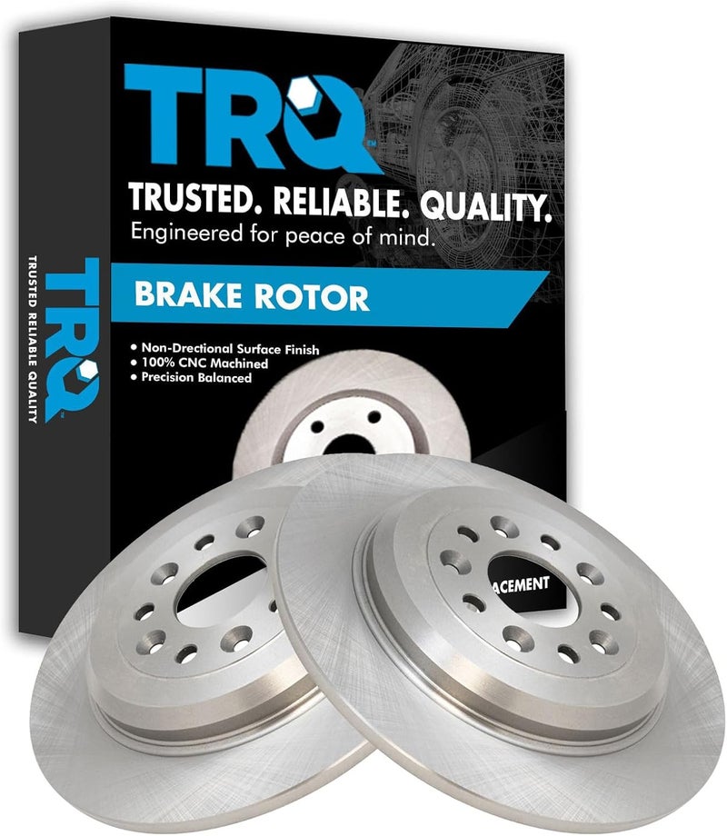 TRQ Rear Disc Brake Rotor Pair Set for Edge/Explorer/Five Hundred/Flex/Freestyle/MKS/MKT/MKX/Montego/Sable/Taurus/Taurus X - Image 1