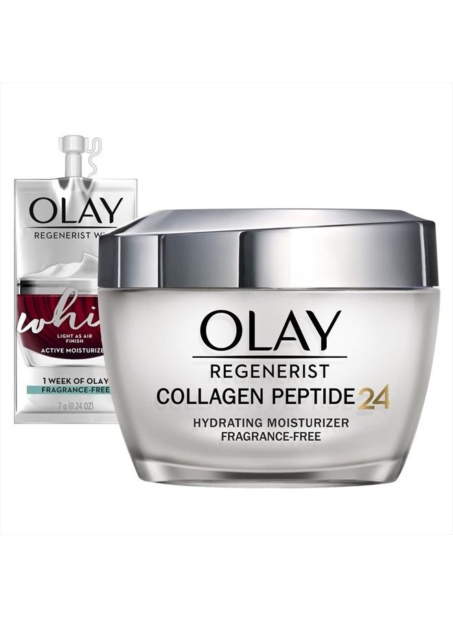 Olay Regenerist Collagen Peptide 24 Face Moisturizer Cream with Niacinamide for Firmer Skin, Anti-Wrinkle Fragrance-Free 1.7 oz, Includes Olay Whip Travel Size for Dry Skin - Image 1