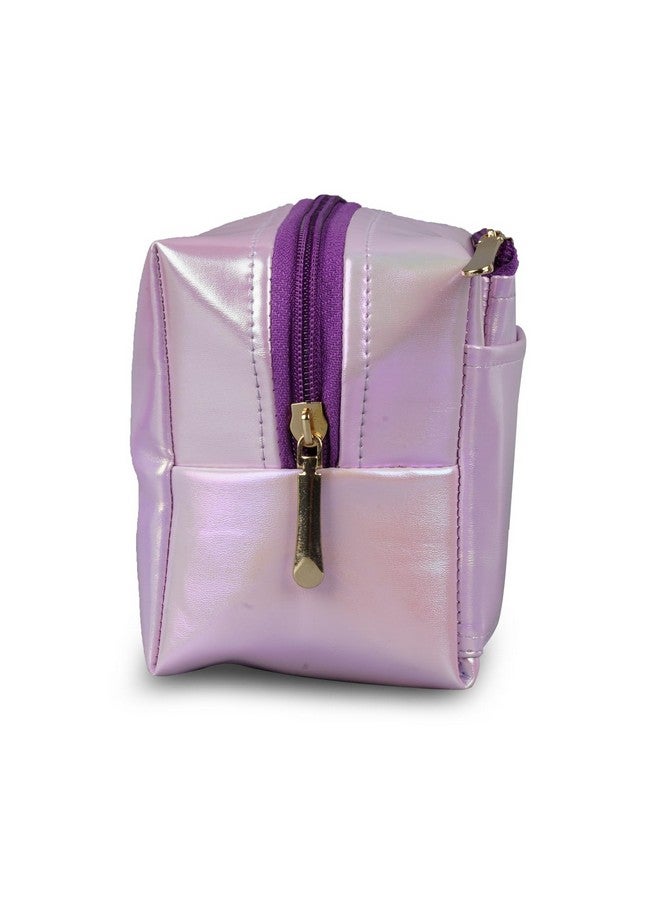 Shamax® Pouches, Makeup Organizer, Cosmetic Travel Organizer Pouch,Zipper Closure Portable Makeup Pouch, Stationery Bag for Students Girls Adults Office with Pockets, Toiletry Bag (Purple) Pack of 2 - Image 2