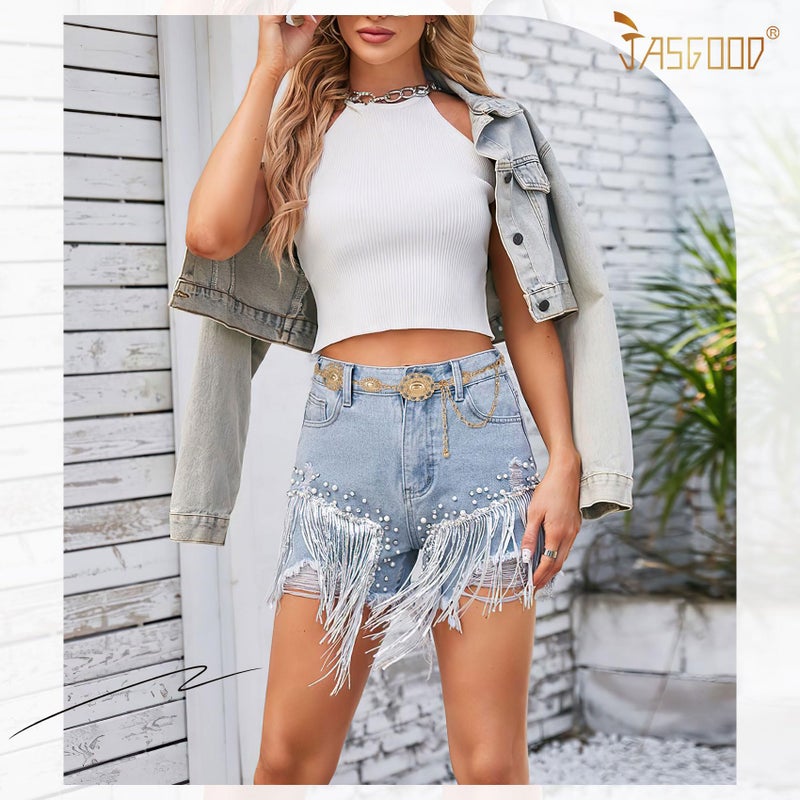 JASGOOD Western Metal Concho Belt for Women Boho Chain Belt Cowgirl Waist Belts for Women Dress Pants - Image 4