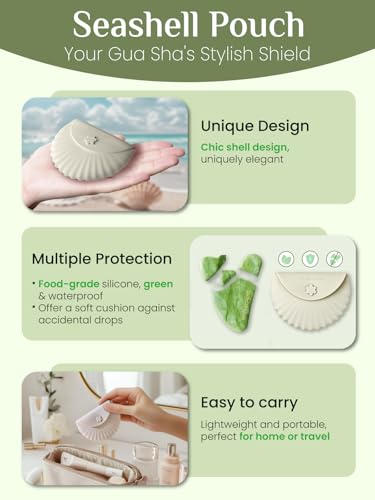 Rena Chris Gua Sha Facial Tools, Xiuyan Jade Stone Guasha Tool for Face Massage, Manual Facial Massager Tool for Jawline Sculpting and Puffiness Reduction with Silicone Case (Green) - Image 3