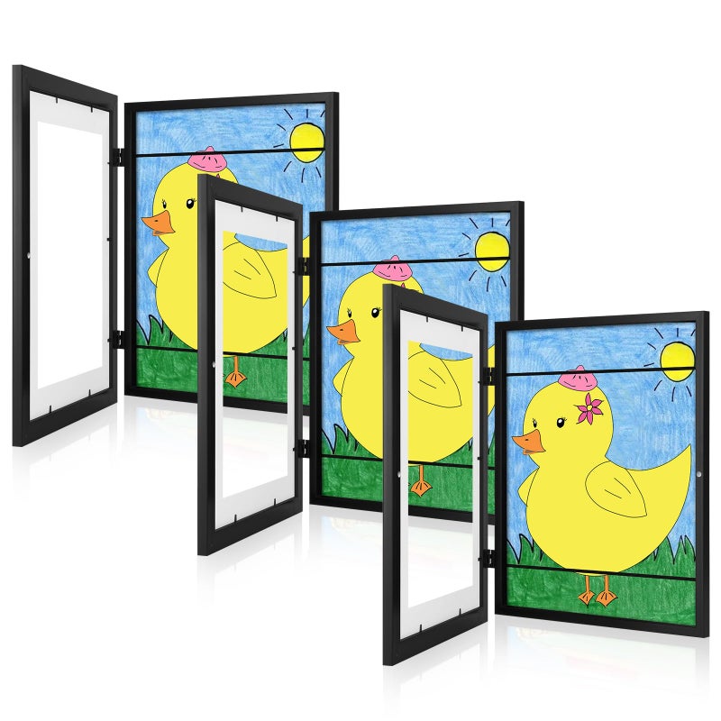 3 Pack Kids Art Frames 10x125 Front Opening Kids Artwork Frames Changeable Displays 85x11 With Mat and 10x125 Without Mat Holds 50 Pcs for 3D Picture Crafts Children Drawing Hanging Art Portfolio Storage
