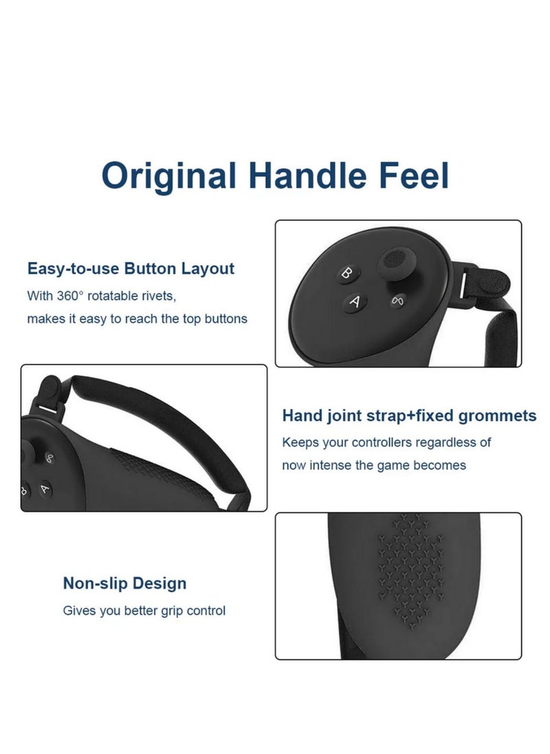 Generic - Silicone Protective Cover Shell Case For Meta Quest 3 VR Headset Head Face Cover Eye Pad Handle Grip Button Cap VR Accessories (Black) - Image 1