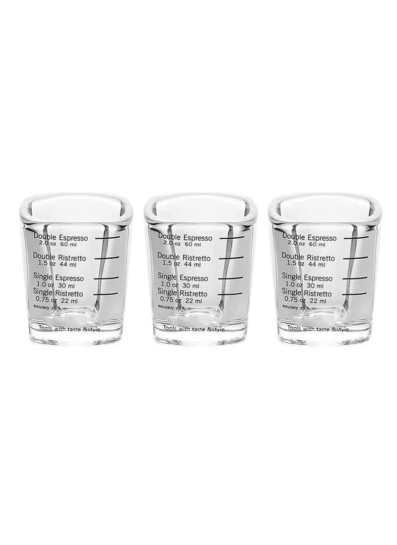 Coffee Measuring Cup3 Pcs Glass Measuring Cup Graduated Measuring Jug Kitchen Small Coffee Milk Creamer Jug Milk Coffee Espresso Barista Pitcher Baking Supplies (60 Milliliters)