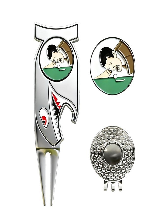 WIGERLON Divot Repair Tool with Ball Marker（1pcs Divot Tool,1 pcs Golf Hat Clip,1pcs Magnetic Ball Marker - Image 1