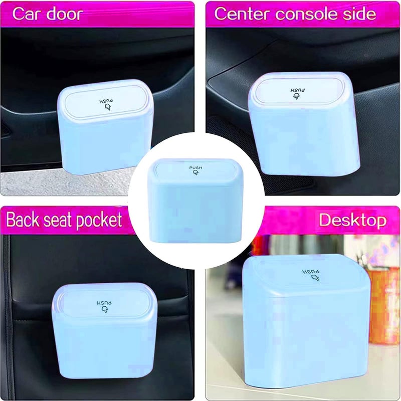 Tulsondai Car Trash Can, Mini Car Bin with Lid 2 Trash Bag Blue, Cute Car Accessories for Storage and Organization，Small Trash Can for car，Bedroom and Office - Image 5
