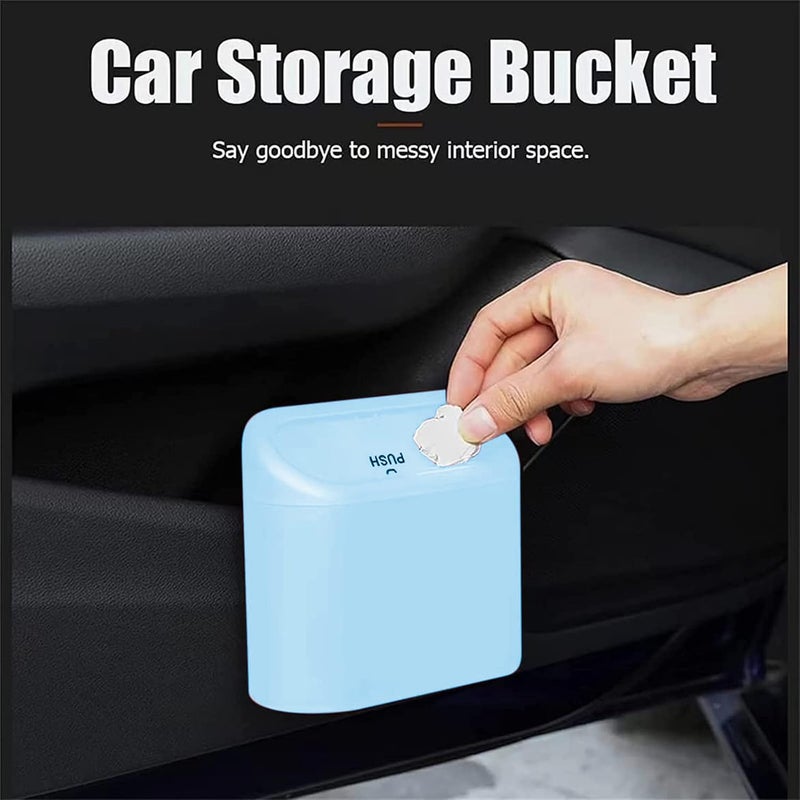 Tulsondai Car Trash Can, Mini Car Bin with Lid 2 Trash Bag Blue, Cute Car Accessories for Storage and Organization，Small Trash Can for car，Bedroom and Office - Image 3