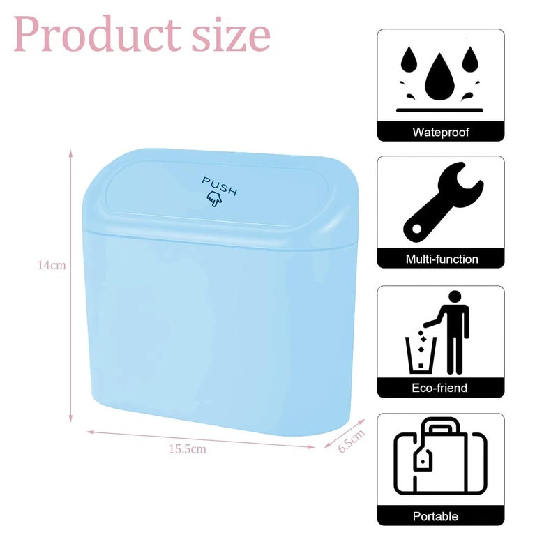Tulsondai Car Trash Can, Mini Car Bin with Lid 2 Trash Bag Blue, Cute Car Accessories for Storage and Organization，Small Trash Can for car，Bedroom and Office - Image 4