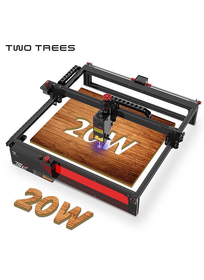 Two Trees - TS2-20W Laser Engraver Professional Engraving Machine Auto Focus with Air Assist 410mm*410mm Large Engraving Area Compressed Spot Technology 20W Laser Power Support Offline Working - Image 1