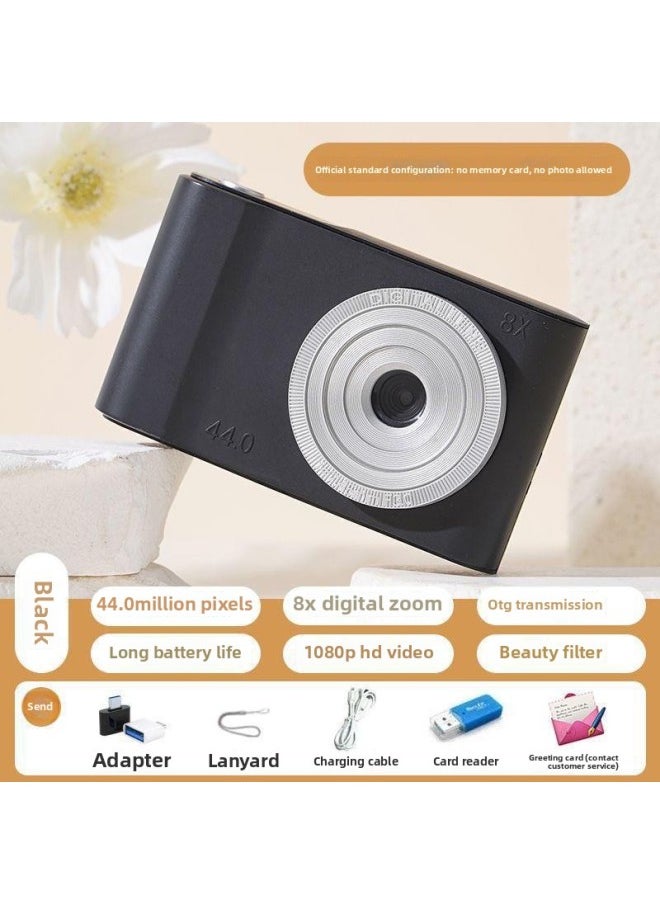 Generic Retro Self-timer Ccd HD Double-camera Student Party Entry-level Cute High-value Girl Travel Portable Other-Body Color:K3 Black*[front And Rear Camera + Photo Transmission + Listening To Music] - Bare* Machine  - Image 1