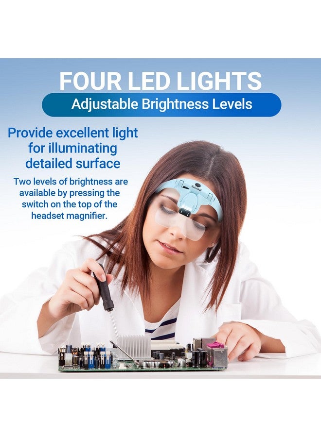 YOCTOSUN Magnifying Glasses With Light For Close Work Head Magnifier With 4 Led Lights And 5 Detachable Lenses 1X To 3.5Xrechargeable Hands Free Headband Magnifier Glasses For Crafts Hobby - Image 2