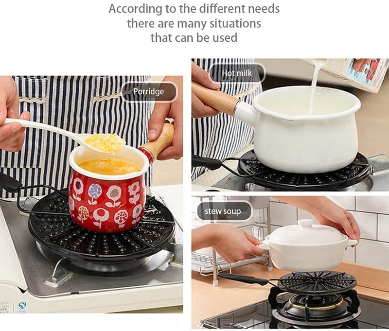 Shelzi Heat Diffuser Plate For Gas Stove Glass cooktop Diffuser for Flame Guard Induction Hob Pan Cooker Diffuser Plate Adapter Plate Coffee Milk Heating Diffuser Family Iron Heat Spreader Plate_Black - Image 2