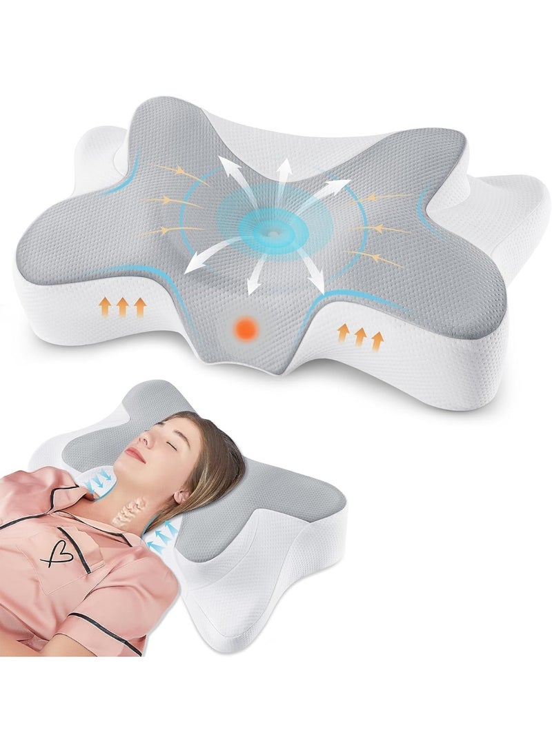 ELTRAZONE Memory Foam Cervical Pillow – 2-in-1 Ergonomic Orthopedic Design for Neck & Shoulder Pain Relief, Breathable Washable Cover, Suitable for Back, Side & Stomach Sleepers – All Sleeping Positions - Image 1